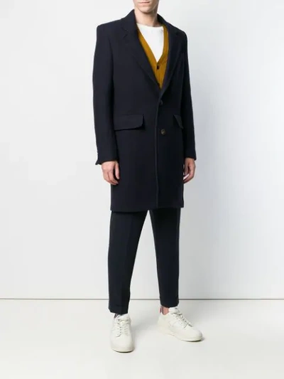 Shop Ami Alexandre Mattiussi Lined Two Buttons Coat In Blue