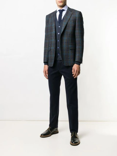 Shop Canali Plaid Blazer - Blue