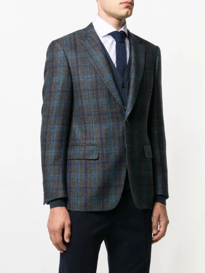 Shop Canali Plaid Blazer - Blue