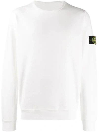 Shop Stone Island Compass Badge Sweatshirt In V0099 White