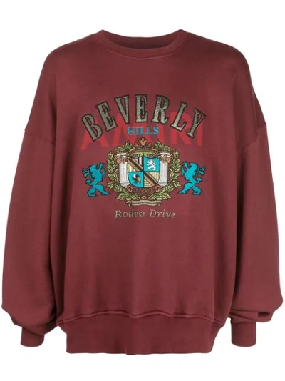 Shop Amiri Beverly Hills Crew Neck Sweatshirt In Red