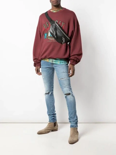 Shop Amiri Beverly Hills Crew Neck Sweatshirt In Red