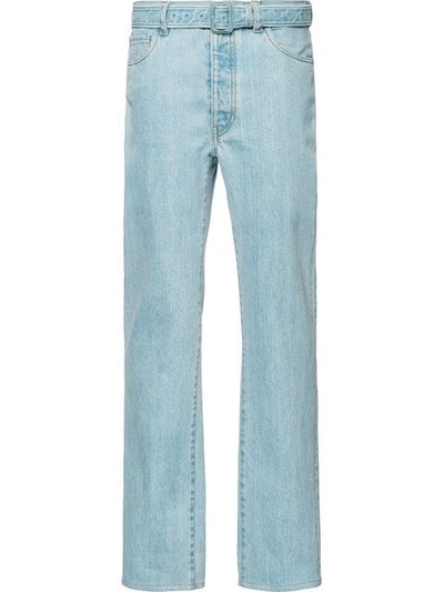 Shop Prada Vintage Style Bootcut Jeans In F0bau Sky Blue