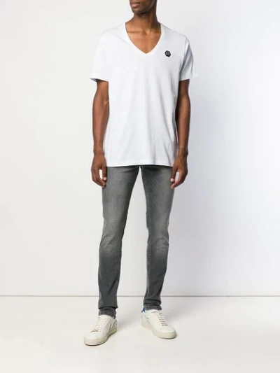Shop Philipp Plein V-neck Original T-shirt In White