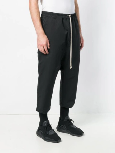Shop Rick Owens Drkshdw Drawstring Cropped Trousers - Black