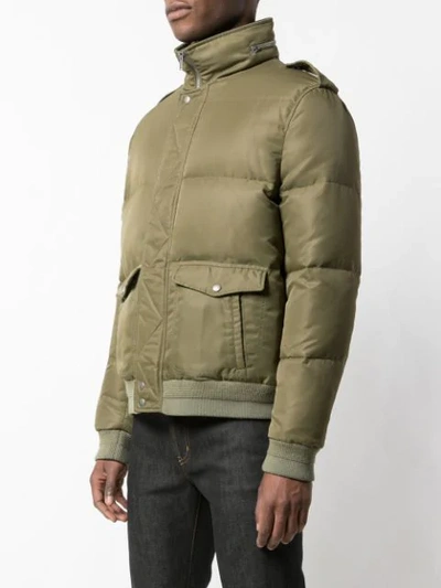 Shop Saint Laurent Zip-up Short Puffer Jacket In Green