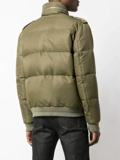 Shop Saint Laurent Zip-up Short Puffer Jacket In Green