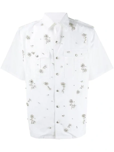 Shop Prada Crystal Embellished Floral Motifs Shirt In White