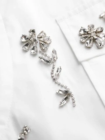 Shop Prada Crystal Embellished Floral Motifs Shirt In White