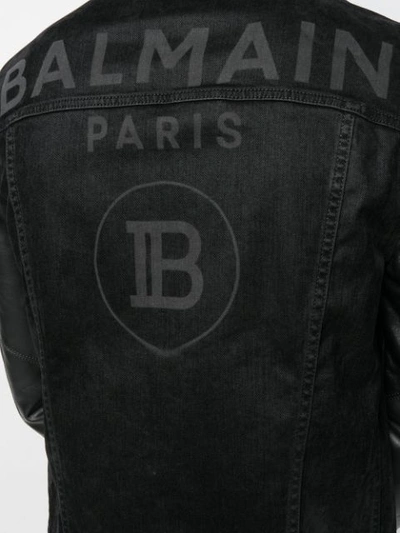 Shop Balmain Logo Print Jacket In Black