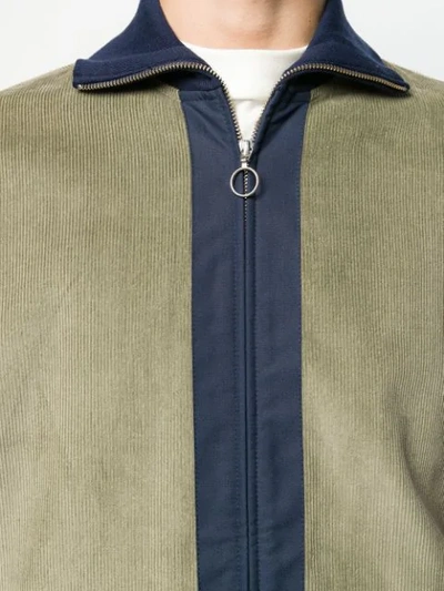 Shop Anglozine Moseley Corduroy Zip Jacket In Green
