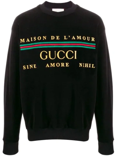 Shop Gucci Maison De L'amour Velvet Sweatshirt In Black
