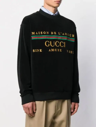 Shop Gucci Maison De L'amour Velvet Sweatshirt In Black