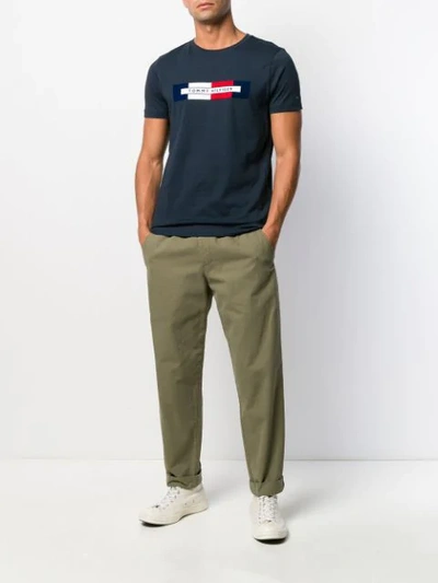 Shop Tommy Hilfiger Logo Print T-shirt In Blue