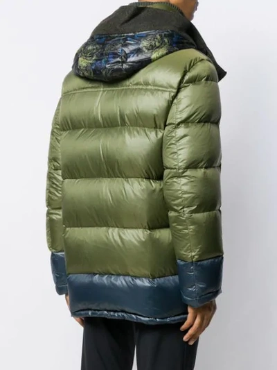Shop Etro Zipped Padded Coat In Green