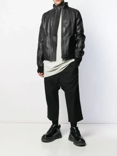Shop Rick Owens Zipped Leather Jacket In Black