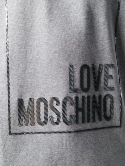 Shop Love Moschino Printed Logo Hoodie In Grey