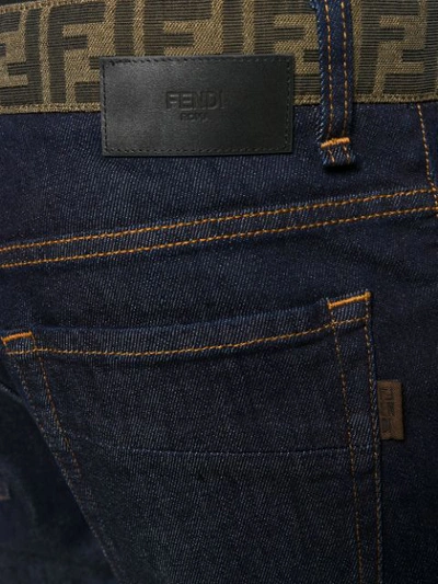 Shop Fendi Monogram Waist Straight Jeans In Blue