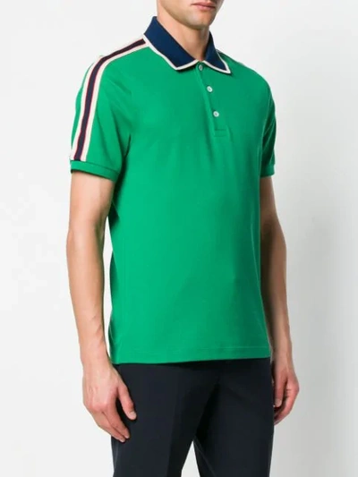 Shop Gucci Side Striped Polo Shirt In 3214 Green