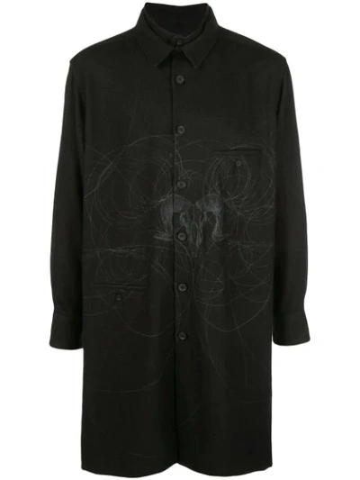 YOHJI YAMAMOTO PRINTED RAM SHIRT - 黑色