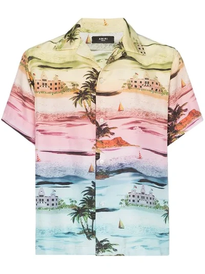 Shop Amiri Hawaiian Print Silk Shirt In Rainb0w