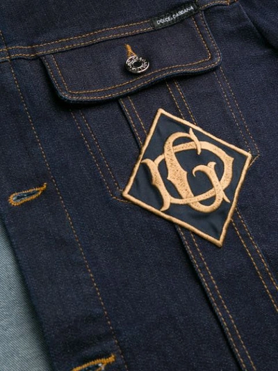 Shop Dolce & Gabbana Logo Patch Denim Jacket In Blue