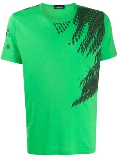 Shop Stone Island Shadow Project Abstract Print T-shirt In Green