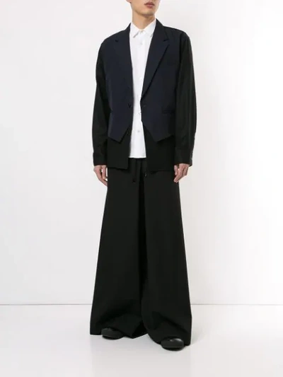 Shop Fumito Ganryu Wide-leg Long Trousers In Black