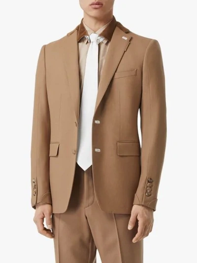 Shop Burberry English Fit Velvet Collar Wool Flannel Tailored Jacket In Neutrals