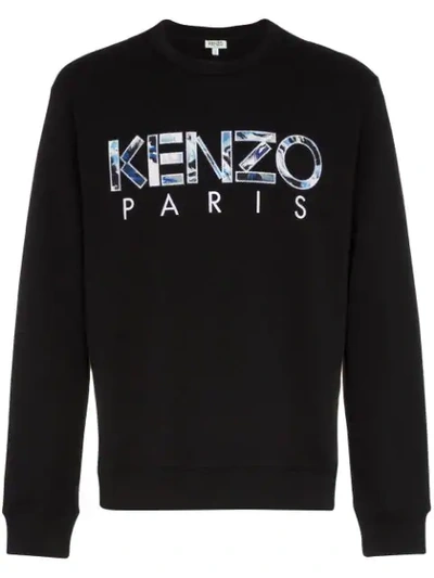 Shop Kenzo Logo Embroidered Sweatshirt In Black