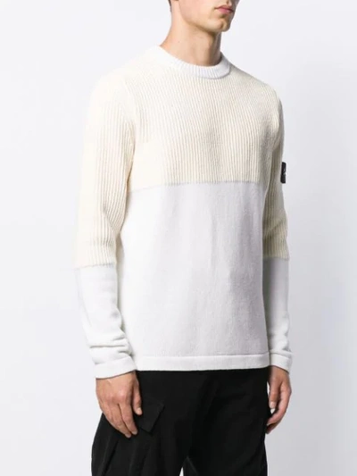 Shop Stone Island Panelled Jumper In White