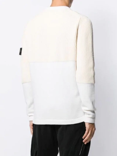 Shop Stone Island Panelled Jumper In White