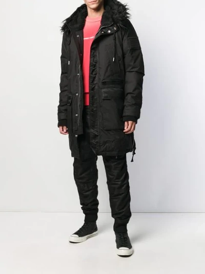 Shop Diesel Parka Coat In Black