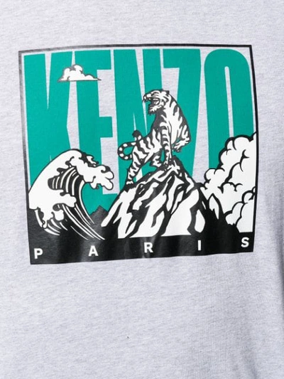 Shop Kenzo Tiger Logo Wave Print T-shirt In Grey