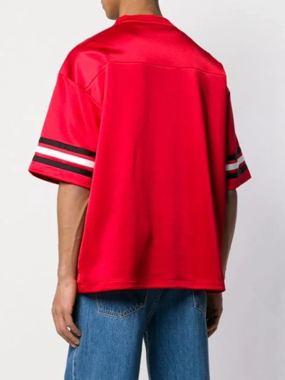 Shop Versace V-neck Varsity T-shirt In Red