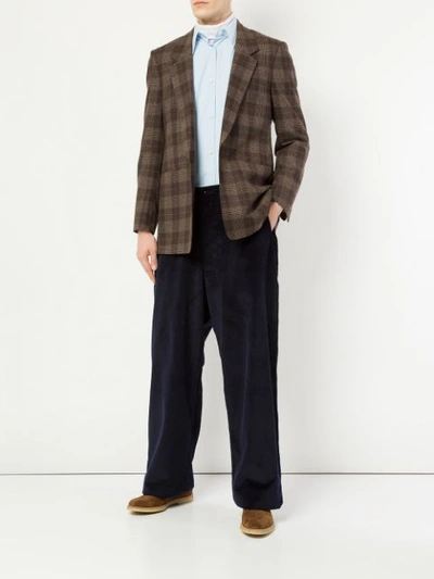 Shop E. Tautz Plaid Fitted Blazer In Brown