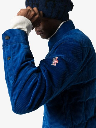 Shop Moncler Padded Corduroy Jacket In Blue