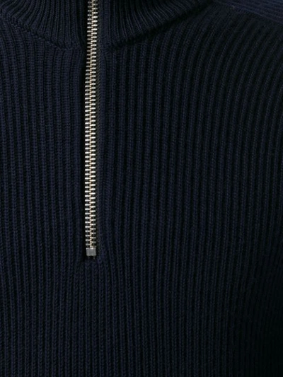 Shop Ami Alexandre Mattiussi Funnel Neck Fisherman's Rib Sweater In Blue