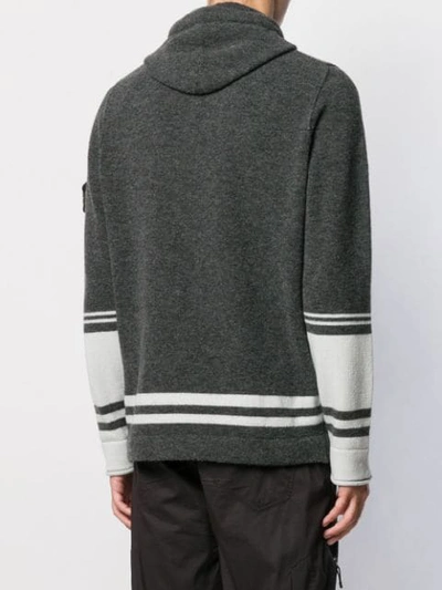 Shop Stone Island Logo Print Hooded Sweater In Grey
