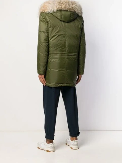 Shop Yves Salomon Fur-trimmed Parka Coat In Green