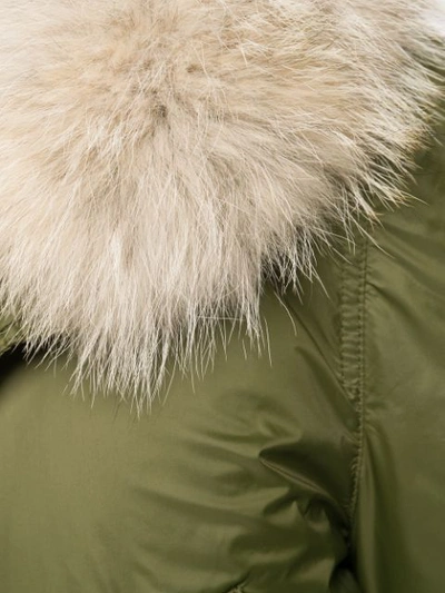 Shop Yves Salomon Fur-trimmed Parka Coat In Green