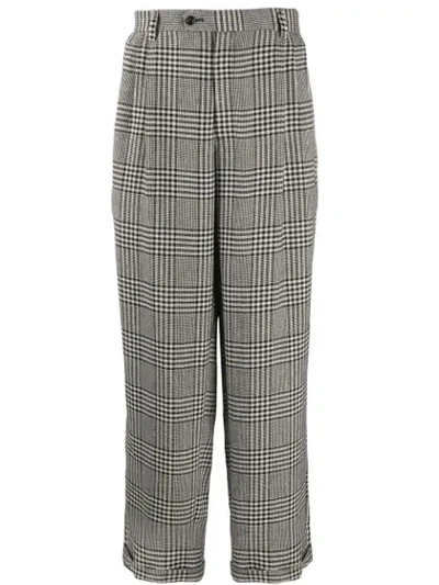 Shop Gucci Prince Of Wales Cotton Trousers In Neutrals