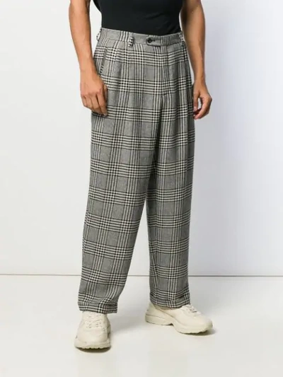 Shop Gucci Prince Of Wales Cotton Trousers In Neutrals