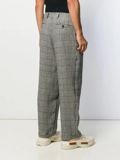 Shop Gucci Prince Of Wales Cotton Trousers In Neutrals