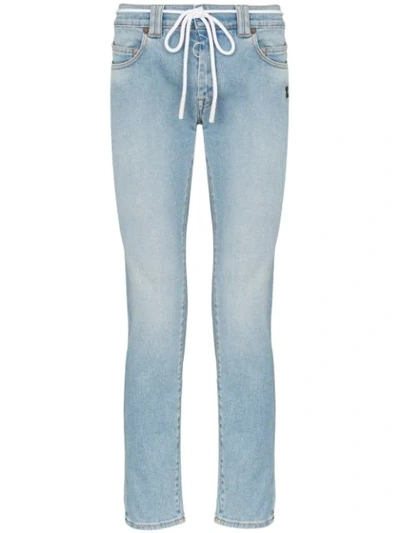 Shop Off-white Diagonal Stripe-print Jeans In Blue