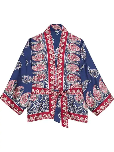 Gucci Paisley Print Silk Kimono In Blue | ModeSens