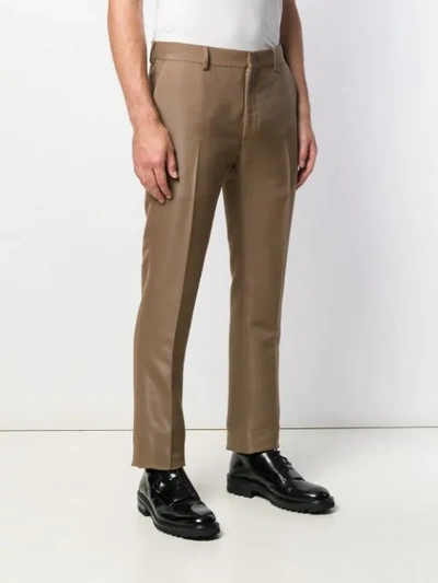 Shop Fendi Straight-leg Wool Trousers In Neutrals