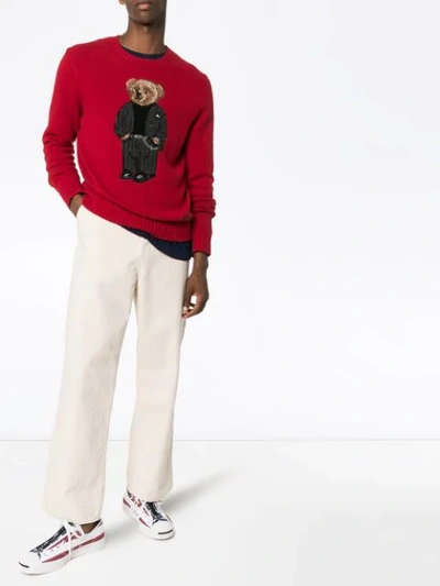 Shop Polo Ralph Lauren Teddy-bear-intarsia Jumper In Red