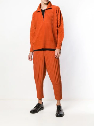 HOMME PLISSÉ ISSEY MIYAKE RIBBED CROPPED TROUSERS - 黄色