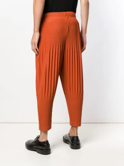 HOMME PLISSÉ ISSEY MIYAKE RIBBED CROPPED TROUSERS - 黄色